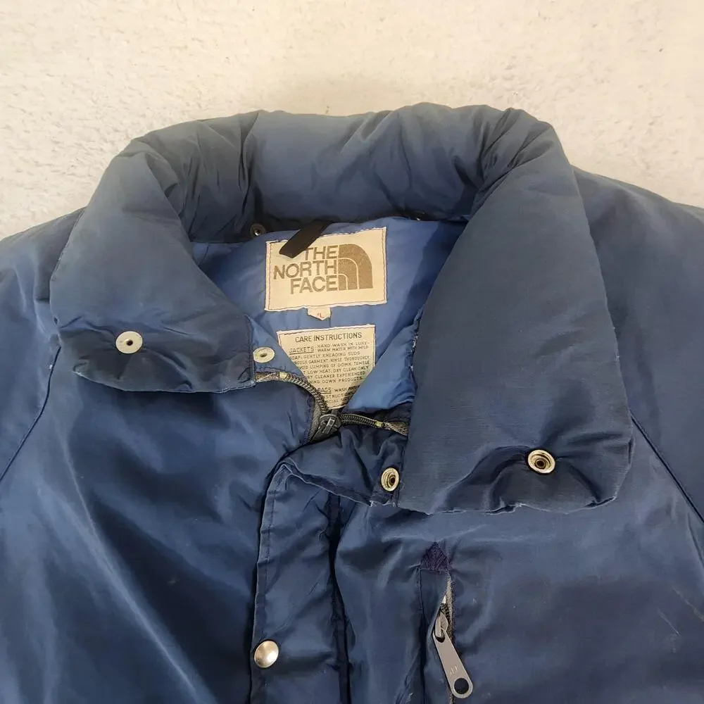 Vntg The North Face Jacket Mens XL Blue Goose Down Puffer Parka Long Coat